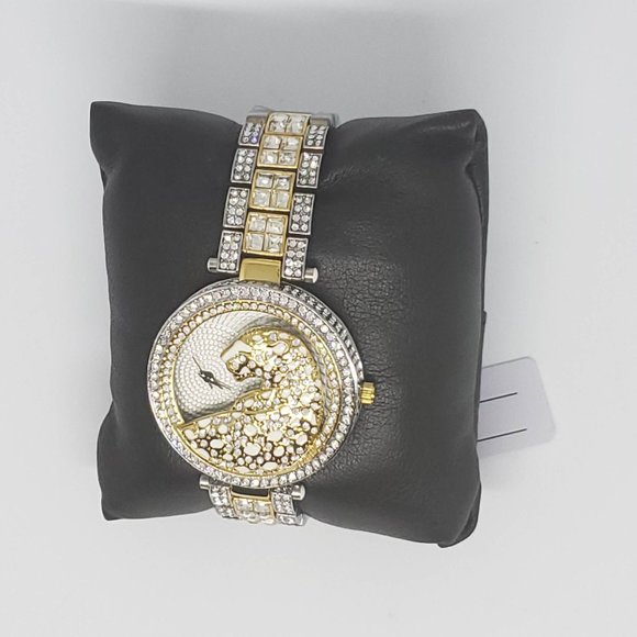 Silver & Gold Crystal Diamond Leopard BLING Watch - White Spots! - Picture 10 of 10